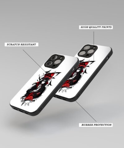 phone back cover Itachi White Metal Phone Cover angle