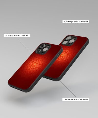 02-min Golden Mandala On Red Silicone Armored Phone Cases