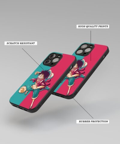 06-min One Piece Luffy Red Blue Silicone Armored Phone Case
