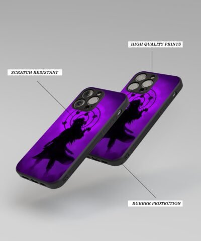 anime mobile case Dark Themed Sasuke Uchiha Metal Phone Cover angle