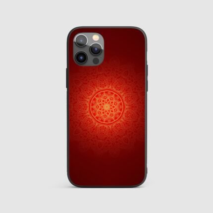 Golden Mandala On Red Silicone Armored Phone Cases