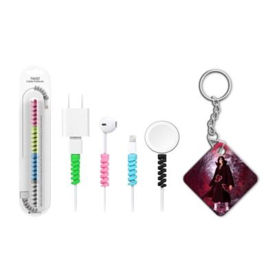 keychain with cable protector Itachi Aesthetic keychain with cable protector