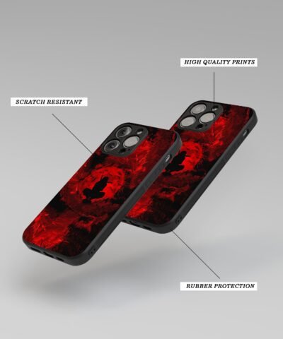printed back cover Itachi Red Moon Metal Phone Cover angle