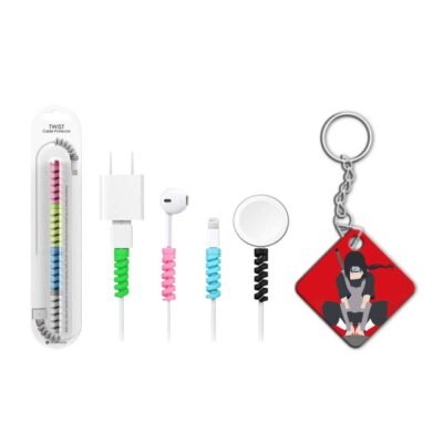 keychain with cable protector Itachi Uchiha Art keychain with cable protector
