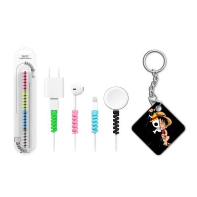 Keychain with Cable Protector Chibi Luffy Keychain with Cable Protector