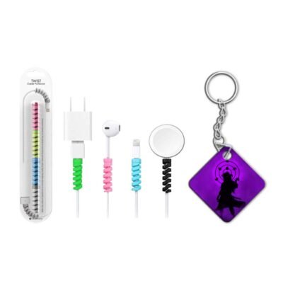 keychain with cable protector Dark Themed Sasuke Uchiha keychain with cable protector