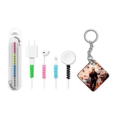 Keychain With Cable Protector Gojo Satoru Keychain With Cable Protector