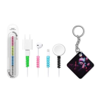 Keychain With Cable Protector Gojo Satoru Keychain With Cable Protector