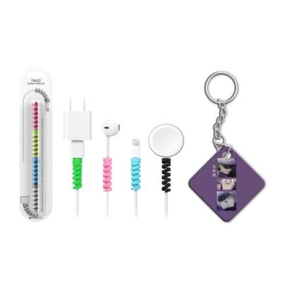 Keychain With Cable Protector Jujutsu Characters Keychain With Cable Protector