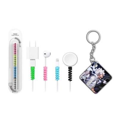 Keychain with Cable Protector Luffy Action Keychain with Cable Protector
