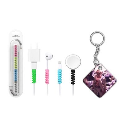 Keychain with Cable Protector Luffy Gear 5 Art Keychain with Cable Protector