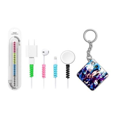 Keychain with Cable Protector Luffy Monkey D. Gear 5 Keychain with Cable Protector