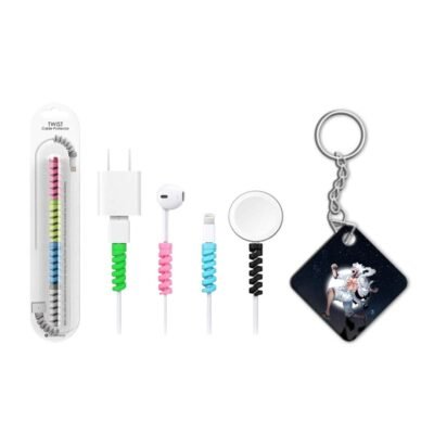 Keychain with Cable Protector Luffy Moon Keychain with Cable Protector