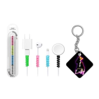 Keychain with Cable Protector Luffy Neon Keychain with Cable Protector