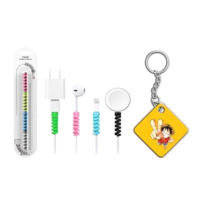 Keychain with Cable Protector Monkey D Yellow Keychain with Cable Protector