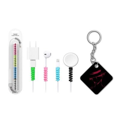 Keychain with Cable Protector Monkey D. Luffy Red Black Keychain with Cable Protector