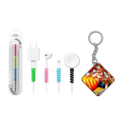 Keychain with Cable Protector Portgas D Ace Keychain with Cable Protector