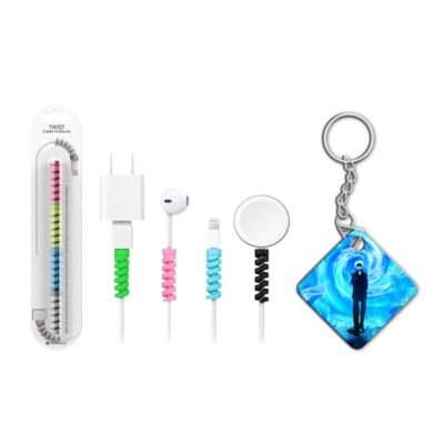 Keychain With Cable Protector Satoru Blue Keychain With Cable Protector
