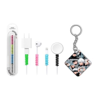 Keychain With Cable Protector Satoru Collage Keychain With Cable Protector