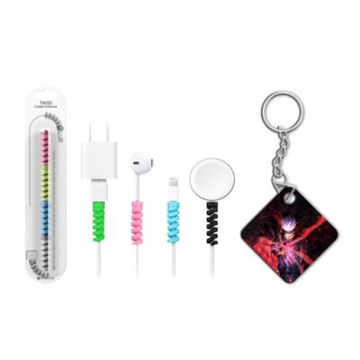 Keychain With Cable Protector Satoru Cursed Keychain With Cable Protector
