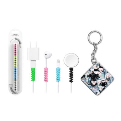 Keychain With Cable Protector Satoru Gojo Collage Keychain With Cable Protector