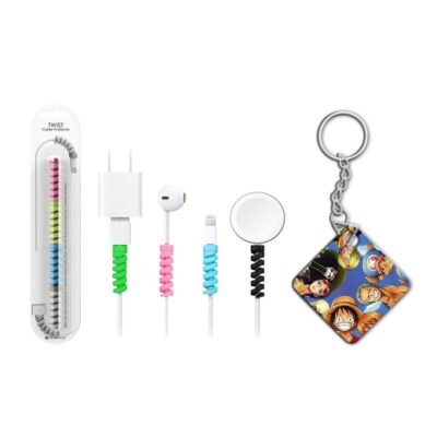 Keychain with Cable Protector Straw Crew Keychain with Cable Protector