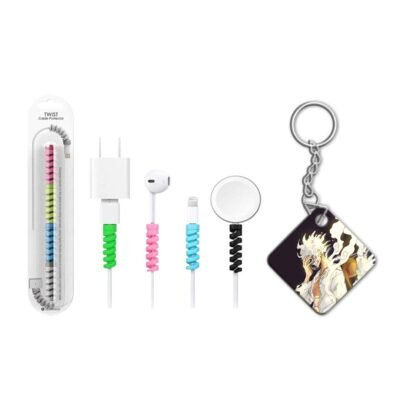 Keychain with Cable Protector Straw Joyboy Keychain with Cable Protector