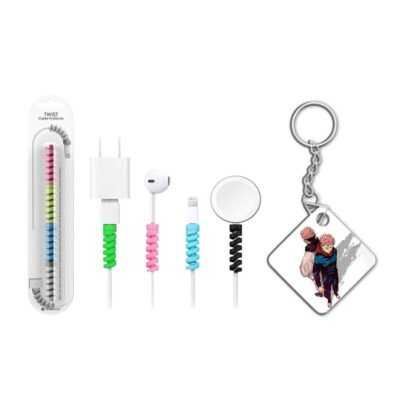 Keychain With Cable Protector Sukuna & Yuji Keychain With Cable Protector